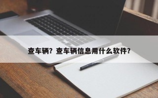 查车辆？查车辆信息用什么软件？