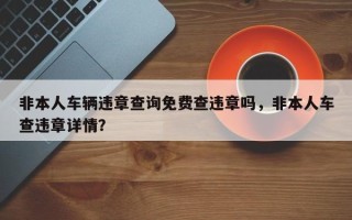 非本人车辆违章查询免费查违章吗，非本人车查违章详情？