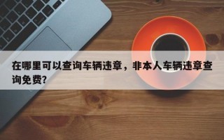 在哪里可以查询车辆违章，非本人车辆违章查询免费？