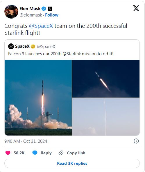 SpaceX完成第200次星链发射任务，马斯克祝贺-第1张图片-末央生活网